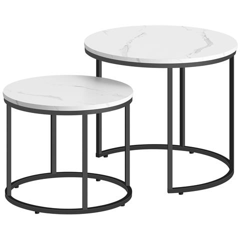 Tavolino da caffè 2 pezzi marmo /nero, rotondo - Foto 5