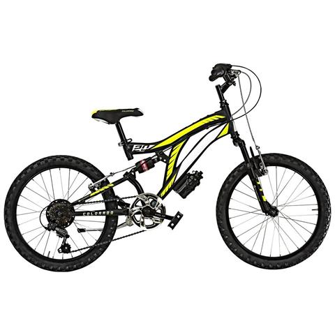 Bici Bimbo Misura 20 Mountain Bike Bambino Mtb 6v Colorado Full Suspension Cl20 Doppia Ammortizzata - 33 Nero Giallo Fluo Opaco - Foto 1
