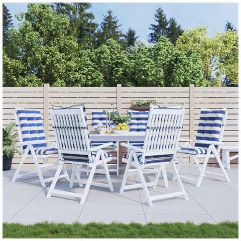 Cuscino da Esterno 6 pcs Blu e Bianco 120 x 50 x 7 cm Tessuto - Foto 2