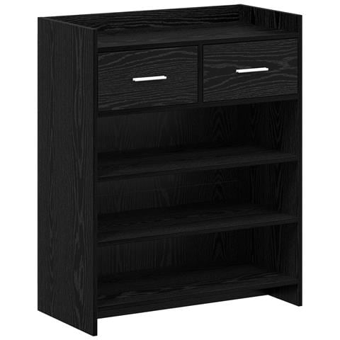 Mobile per scarpe con cassetto Rovere Nero 73,5 x 36 x 92 cm - Foto 1