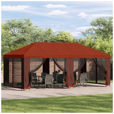 Gazebo da giardino 6 x 3 m Terracotta Poliestere e Acciaio 190 - Foto 2
