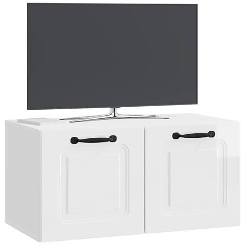 Mobile Porta TV da Muro Bianco Lucido 59,5 x 31 x 30 cm - Foto 2