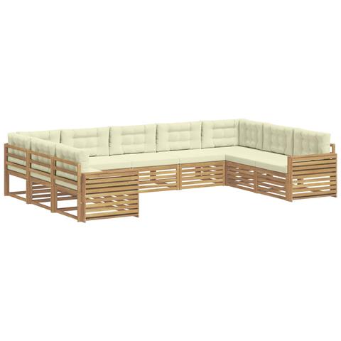 Set di divani da esterno 9 pcs Bianco e Crema - Foto 1
