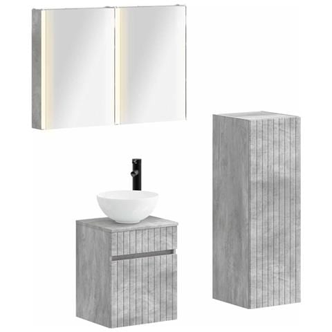 Set di mobili per il bagno 4 pcs Grigio Cemento - Foto 1