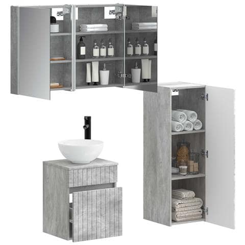 Set di mobili per il bagno 4 pcs Grigio Cemento - Foto 2
