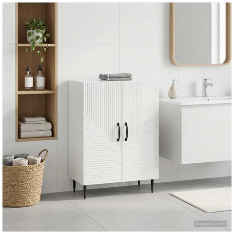 Mobiletto da Bagno HAARLEM Bianco Lucido 59,5 x 31 x 80 cm - Foto 2