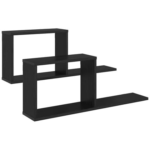 Scaffali flottanti 2 pz Rovere Nero 80 x 15 x 30 cm - Foto 1