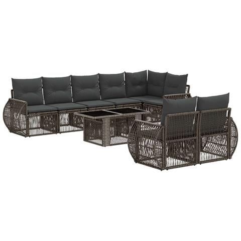 Set Divano da Giardino 9 pz Grigio e Grigio Scuro polyrattan - Foto 1