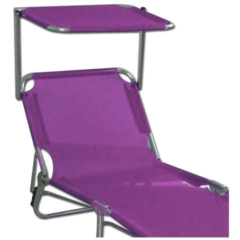 Lettino da spiaggia brandina prendisole con tettuccio da giardino viola - Foto 2