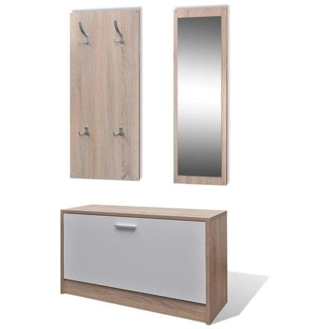 Scarpiera in Legno Set 3 in 1 Rovere e Bianco - Foto 1