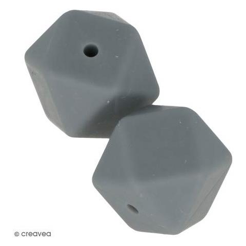 Perlina Di Silicone Esagonale X 2 - 17 Mm - Grigio - Foto 1