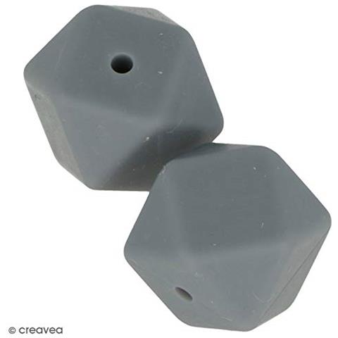 Perlina Di Silicone Esagonale X 2 - 17 Mm - Grigio - Foto 2