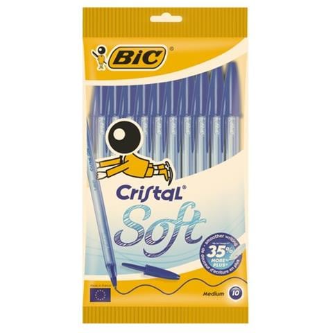 Penna A Sfera Con Cappuccio Ventilato Inchiostro Blu - Cristal Soft Blister Appendibile 10 Penne Monocolore - Foto 1