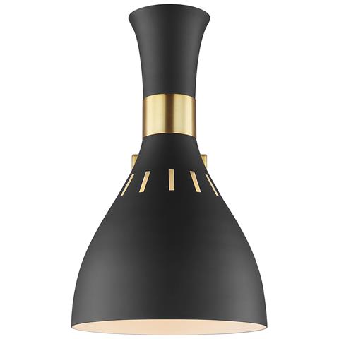 Applique 1 Luce, Nero Midnight, Ottone Brunito, E27 - Foto 2