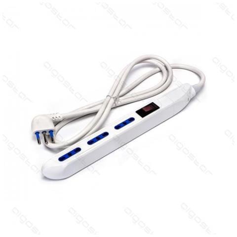 Multipresa Ciabatta Elettrica 3 Posti Sottile Con Interruttore Generale Cavo Da 1,5 Metri Spina 10a Presa 10a 250v P17/11 - Foto 2