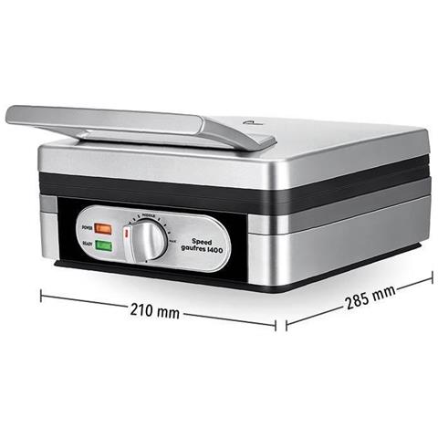 8384 Speed Waffles 1400, Macchina Per Waffle Elettrica, Waffle Belgi Rettangolari Spessi, 1400 W, Argento - Foto 1