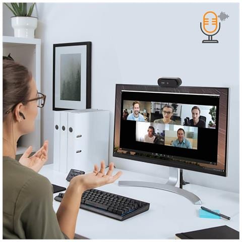 Webcam Usb Full Hd 1080p Inclinabile 120° Con Microfono Integrato, Nero - Foto 10