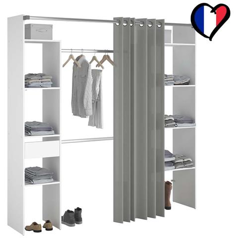 Elysee Armadio A Vista, Tenda, 2 Barre Appendiabiti, 6 Ripiani, 1 Cassetto - Foto 6