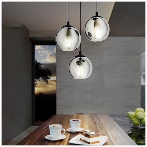 Lampadario Moderno Ariscani 3 Luci Pendenti Acciaio Nero - Foto 2