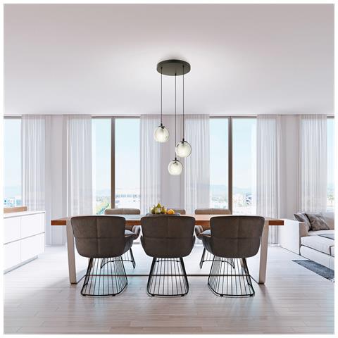 Lampadario Moderno Ariscani 3 Luci Pendenti Acciaio Nero - Foto 6