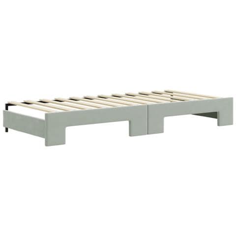 Divano Letto Estraibile Materassi Grigio Chiaro 90x200 Velluto - Foto 9