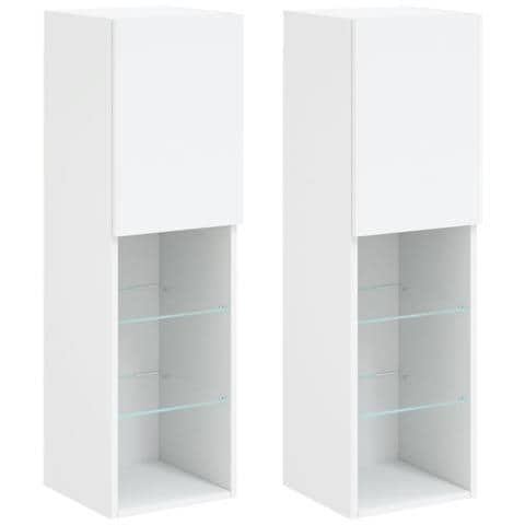 Mobili Porta Tv Con Luci Led 2 Pz Bianchi 30,5x30x102 Cm - Foto 2