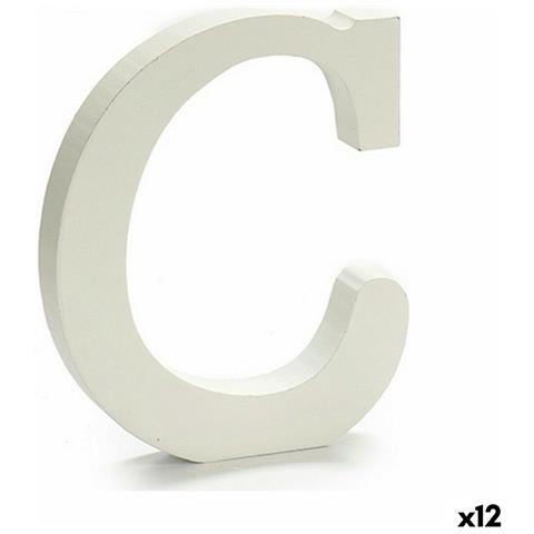 Lettera C Legno Bianco (1,8 X 21 X 17 Cm) (12 Unità) - Foto 1