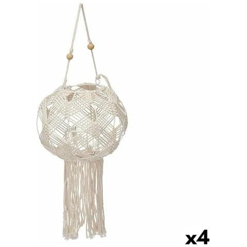 Portacandele Macramé Bianco Cotone 23 X 24 X 23 Cm (4 Unità) - Foto 1