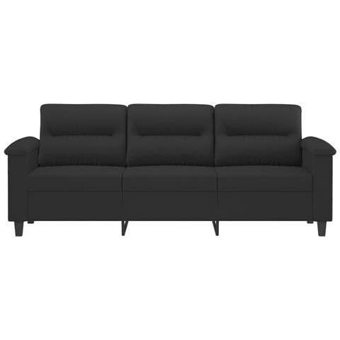 Divano A 3 Posti Nero 180 Cm In Tessuto Microfibra - Foto 3