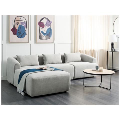 Divano Angolare 3 Posti Svansele Tessuto Grigio Chiaro Lato Destro - Foto 1