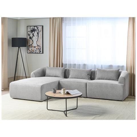 Divano Angolare 3 Posti Svansele Tessuto Grigio Chiaro Lato Destro - Foto 9