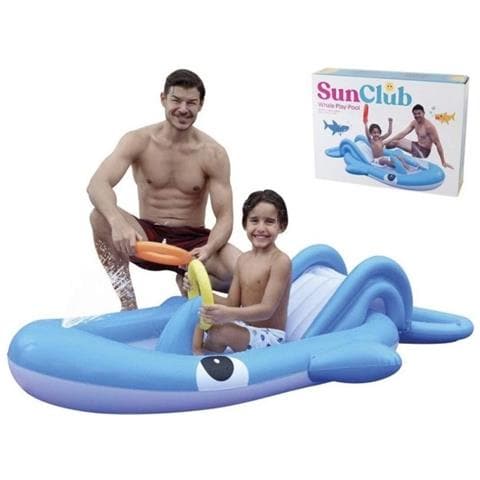 Trade Shop - Parco Giochi Acquatico Gonfiabile Scivolo Piscina Blue Whale 210x130x35cm 57166 - Foto 1