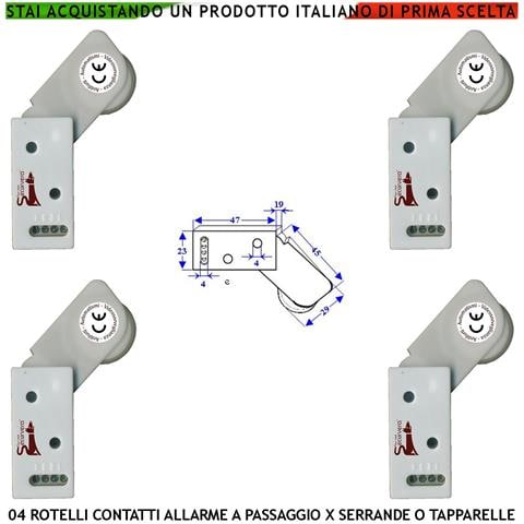 Sensore Antifurto Tapparella 4 Rotello Protegge La Serranda Dal Sollevamento La Rotella Antiusura Spinta Da Molla Con - Foto 1