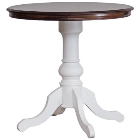 Tavolo Tavolino Rotondo Legno Shabby Bianco Noce 80x80x78 - Foto 1