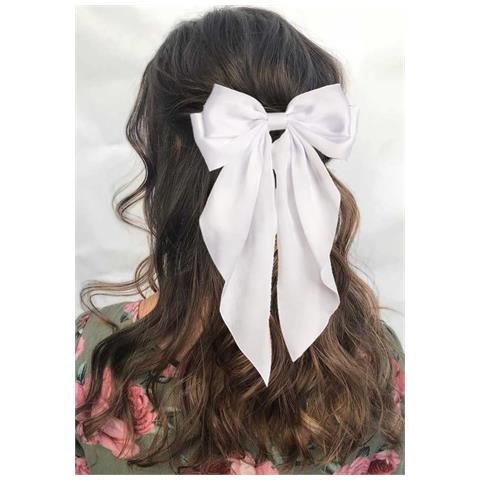 Nastro Per Capelli Con Fiocchi Per Capelli Grandi A Coda Lunga Pink + White - Foto 3