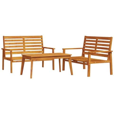 Set Da Salotto Da Giardino 3 Pz In Legno Massello Di Acacia - Foto 2