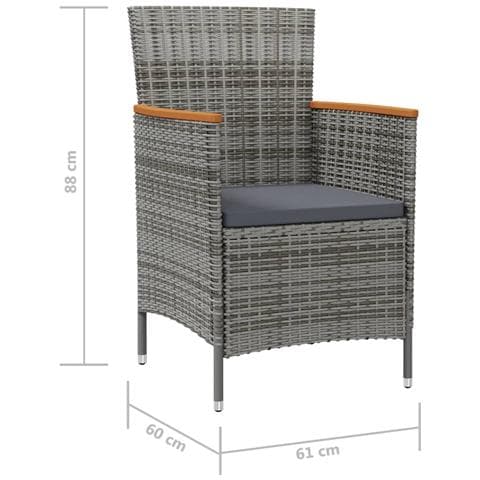 Sedie da Pranzo per Giardino 2 pz in Polyrattan Grigio - Foto 2
