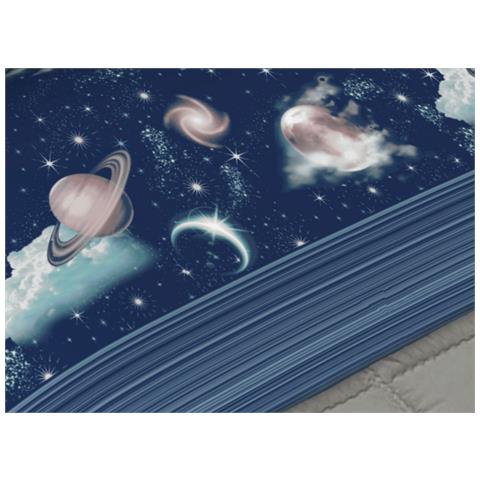 Completo Lenzuola Letto 100% Cotone Made Italy Disegno Planet Cn Matrimoniale Planet - Foto 2