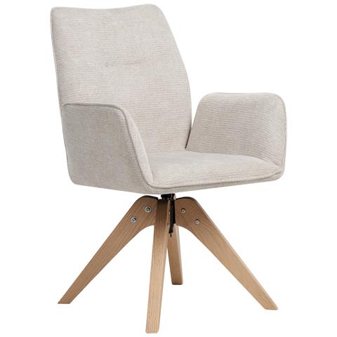 Sedia Da Pranzo Mokena Lino Sintetico Beige Chiaro - Foto 2