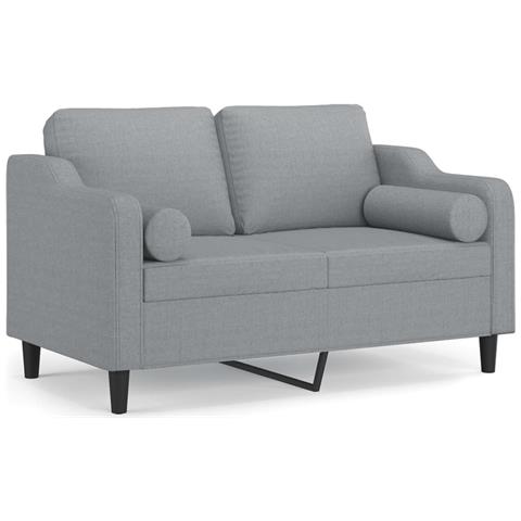 Divano A 2 Posti Con Cuscini Grigio Chiaro 120 Cm In Tessuto - Foto 2
