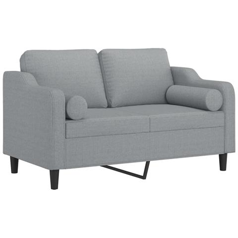 Divano A 2 Posti Con Cuscini Grigio Chiaro 120 Cm In Tessuto - Foto 3
