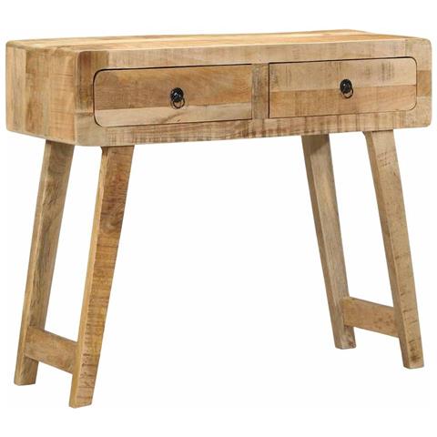 Tavolo Consolle 90x32x75 Cm In Legno Massello Di Mango Grezzo - Foto 1