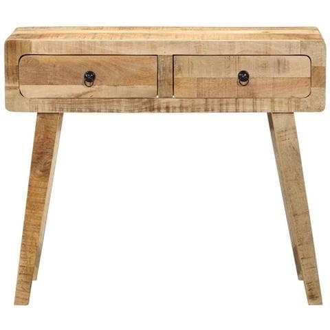 Tavolo Consolle 90x32x75 Cm In Legno Massello Di Mango Grezzo - Foto 2