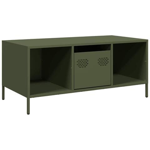 Tavolino Verde Oliva 101,5x50x43,5 Cm Acciaio Laminato A Freddo - Foto 2