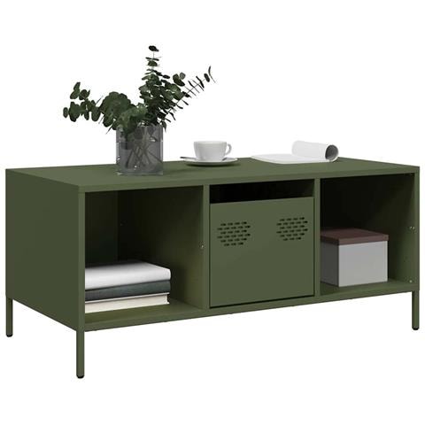 Tavolino Verde Oliva 101,5x50x43,5 Cm Acciaio Laminato A Freddo - Foto 3