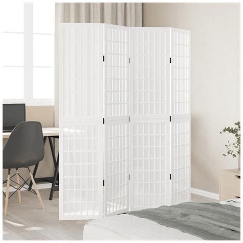 Divisorio Ambienti 4pannelli Bianco Legno Massello Di Paulownia - Foto 3