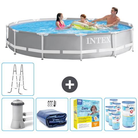 Piscina Fuori Terra - In Giro - 366x366x76 Cm - Grigio - Include Accessori Coordinati Cb27 - Foto 1