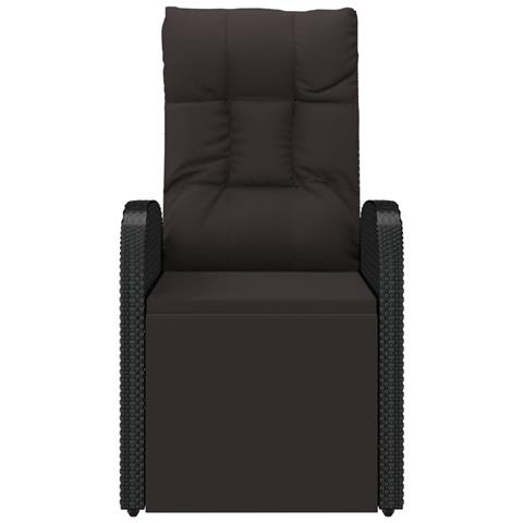 Sedia Da Giardino Reclinabile Con Cuscino In Polyrattan Nero - Foto 2