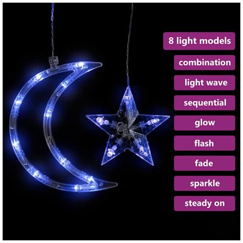 Lusso Casadino - Luci Fatate Stella E Luna Con Telecomando 345 Led Blu - Foto 2