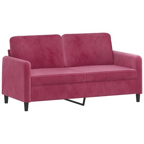 Lusso Casadino -  Divano A 2 Posti Rosso Vino 140 Cm In Velluto - Foto 1